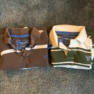 2 American Eagle long sleeve polo shirts. Small